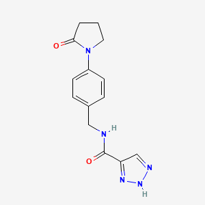 molecular formula C14H15N5O2 B2999747 N-(4-(2-oxopyrrolidin-1-yl)benzyl)-1H-1,2,3-triazole-5-carboxamide CAS No. 1483318-47-3
