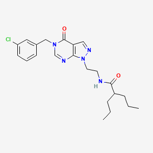 molecular formula C22H28ClN5O2 B2999751 N-(2-(5-(3-chlorobenzyl)-4-oxo-4,5-dihydro-1H-pyrazolo[3,4-d]pyrimidin-1-yl)ethyl)-2-propylpentanamide CAS No. 922081-16-1