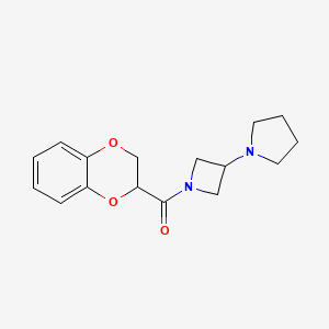 molecular formula C16H20N2O3 B2999759 2,3-Dihydro-1,4-benzodioxin-3-yl-(3-pyrrolidin-1-ylazetidin-1-yl)methanone CAS No. 2320544-50-9