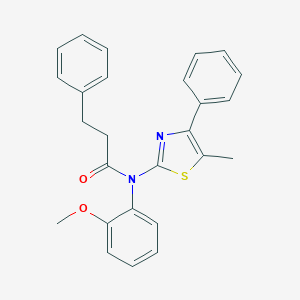 molecular formula C26H24N2O2S B299976 N-(2-methoxyphenyl)-N-(5-methyl-4-phenyl-1,3-thiazol-2-yl)-3-phenylpropanamide 