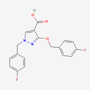 molecular formula C18H14F2N2O3 B2999769 1-(4-氟苄基)-3-((4-氟苄基)氧基)-1H-吡唑-4-羧酸 CAS No. 1172699-03-4