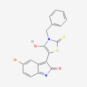 molecular formula C18H11BrN2O2S2 B2999772 (Z)-3-benzyl-5-(5-bromo-2-oxoindolin-3-ylidene)-2-thioxothiazolidin-4-one CAS No. 303798-65-4