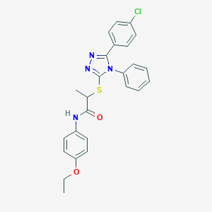 molecular formula C25H23ClN4O2S B299979 2-{[5-(4-chlorophenyl)-4-phenyl-4H-1,2,4-triazol-3-yl]sulfanyl}-N-(4-ethoxyphenyl)propanamide 
