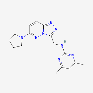 molecular formula C16H20N8 B2999794 4,6-dimethyl-N-((6-(pyrrolidin-1-yl)-[1,2,4]triazolo[4,3-b]pyridazin-3-yl)methyl)pyrimidin-2-amine CAS No. 2034331-55-8