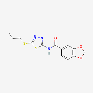 molecular formula C13H13N3O3S2 B2999801 N-(5-丙基硫烷基-1,3,4-噻二唑-2-基)-1,3-苯并二氧杂环-5-甲酰胺 CAS No. 381702-73-4
