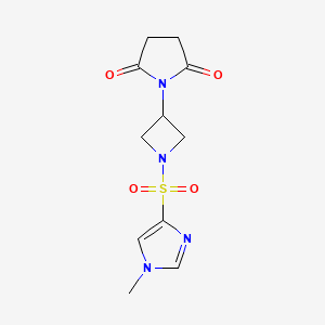 molecular formula C11H14N4O4S B2999802 1-(1-((1-methyl-1H-imidazol-4-yl)sulfonyl)azetidin-3-yl)pyrrolidine-2,5-dione CAS No. 1795476-84-4