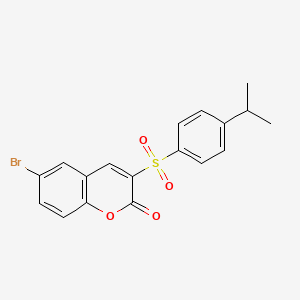 molecular formula C18H15BrO4S B2999808 6-Bromo-3-(4-propan-2-ylphenyl)sulfonylchromen-2-one CAS No. 865656-37-7