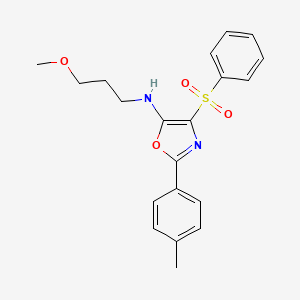 molecular formula C20H22N2O4S B2999809 N-(3-methoxypropyl)-4-(phenylsulfonyl)-2-(p-tolyl)oxazol-5-amine CAS No. 862739-47-7