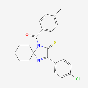 molecular formula C22H21ClN2OS B2999813 3-(4-氯苯基)-1-(4-甲基苯甲酰)-1,4-二氮杂螺[4.5]癸-3-烯-2-硫酮 CAS No. 1223981-49-4