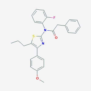 molecular formula C27H25FN2O2S B299982 N-(2-fluorophenyl)-N-[4-(4-methoxyphenyl)-5-propyl-1,3-thiazol-2-yl]-2-phenylacetamide 