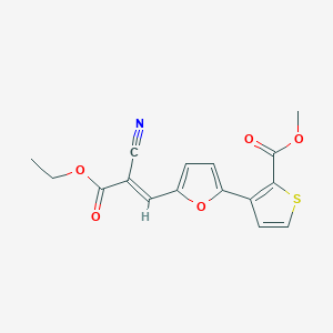 molecular formula C16H13NO5S B2999821 Methyl 3-[5-(2-cyano-3-ethoxy-3-oxo-1-propenyl)-2-furyl]-2-thiophenecarboxylate CAS No. 1164486-33-2
