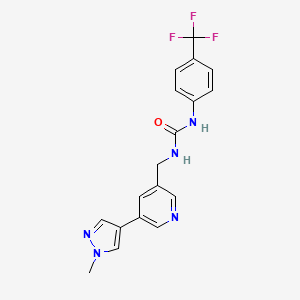 molecular formula C18H16F3N5O B2999836 1-((5-(1-methyl-1H-pyrazol-4-yl)pyridin-3-yl)methyl)-3-(4-(trifluoromethyl)phenyl)urea CAS No. 2034309-87-8