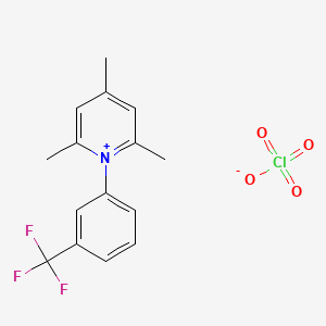 molecular formula C15H15ClF3NO4 B2999841 2,4,6-Trimethyl-1-[3-(trifluoromethyl)phenyl]-pyridinium perchlorate CAS No. 79783-56-5