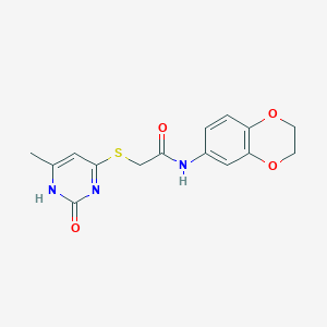 molecular formula C15H15N3O4S B2999844 N-(2,3-二氢-1,4-苯并二氧杂环-6-基)-2-[(6-甲基-2-氧代-1H-嘧啶-4-基)硫基]乙酰胺 CAS No. 905691-76-1
