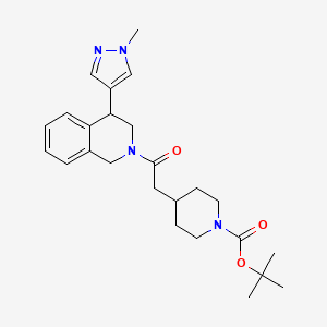 molecular formula C25H34N4O3 B2999846 tert-butyl 4-(2-(4-(1-methyl-1H-pyrazol-4-yl)-3,4-dihydroisoquinolin-2(1H)-yl)-2-oxoethyl)piperidine-1-carboxylate CAS No. 2319785-82-3
