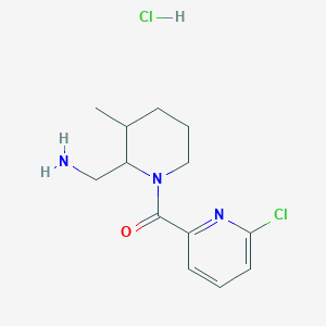 molecular formula C13H19Cl2N3O B2999849 [2-(Aminomethyl)-3-methylpiperidin-1-yl]-(6-chloropyridin-2-yl)methanone;hydrochloride CAS No. 1572264-94-8