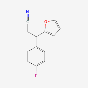 molecular formula C13H10FNO B2999854 3-(4-Fluorophenyl)-3-(furan-2-yl)propanenitrile CAS No. 374918-00-0