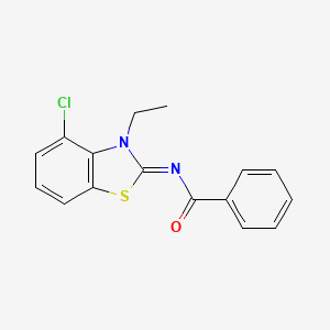 molecular formula C16H13ClN2OS B2999855 (E)-N-(4-氯-3-乙基苯并[d]噻唑-2(3H)-亚基)苯甲酰胺 CAS No. 865545-48-8