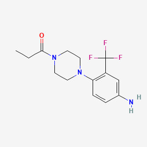 molecular formula C14H18F3N3O B2999856 1-(4-(4-氨基-2-(三氟甲基)苯基)哌嗪-1-基)丙انون CAS No. 1223003-51-7