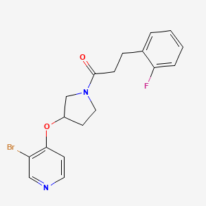 molecular formula C18H18BrFN2O2 B2999868 1-[3-(3-Bromopyridin-4-yl)oxypyrrolidin-1-yl]-3-(2-fluorophenyl)propan-1-one CAS No. 2380083-57-6