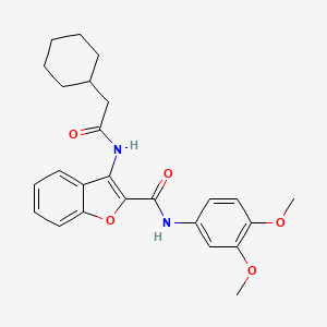 molecular formula C25H28N2O5 B2999874 3-(2-cyclohexylacetamido)-N-(3,4-dimethoxyphenyl)benzofuran-2-carboxamide CAS No. 888447-51-6