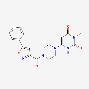 molecular formula C19H19N5O4 B2999882 3-methyl-6-(4-(5-phenylisoxazole-3-carbonyl)piperazin-1-yl)pyrimidine-2,4(1H,3H)-dione CAS No. 2320209-70-7