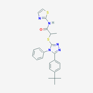 molecular formula C24H25N5OS2 B299989 2-{[5-(4-tert-butylphenyl)-4-phenyl-4H-1,2,4-triazol-3-yl]sulfanyl}-N-(1,3-thiazol-2-yl)propanamide 