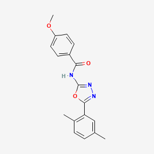 molecular formula C18H17N3O3 B2999891 N-((5-(2,5-二甲基苯基)-1,3,4-噁唑-2-基)-4-甲氧基苯甲酰胺 CAS No. 891117-60-5