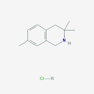 molecular formula C12H18ClN B2999892 3,3,7-Trimethyl-1,2,3,4-tetrahydroisoquinoline hydrochloride CAS No. 1820707-18-3