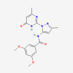 molecular formula C18H19N5O4 B2999899 3,5-dimethoxy-N-(3-methyl-1-(4-methyl-6-oxo-1,6-dihydropyrimidin-2-yl)-1H-pyrazol-5-yl)benzamide CAS No. 1004637-85-7