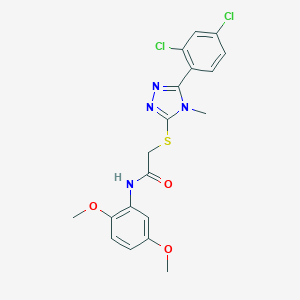 molecular formula C19H18Cl2N4O3S B299990 2-{[5-(2,4-dichlorophenyl)-4-methyl-4H-1,2,4-triazol-3-yl]sulfanyl}-N-(2,5-dimethoxyphenyl)acetamide 