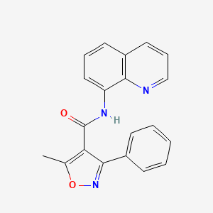 molecular formula C20H15N3O2 B2999903 5-methyl-3-phenyl-N-quinolin-8-yl-1,2-oxazole-4-carboxamide CAS No. 946386-95-4