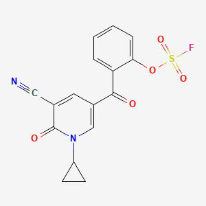 molecular formula C16H11FN2O5S B2999905 3-Cyano-1-cyclopropyl-5-(2-fluorosulfonyloxybenzoyl)-2-oxopyridine CAS No. 2411289-88-6