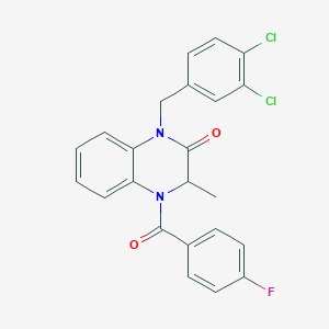 molecular formula C23H17Cl2FN2O2 B2999912 1-[(3,4-二氯苯基)甲基]-4-(4-氟苯甲酰)-3-甲基-3H-喹喔啉-2-酮 CAS No. 317833-40-2