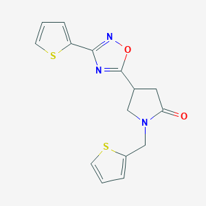 4-(3-(Thiophen-2-yl)-1,2,4-oxadiazol-5-yl)-1-(thiophen-2-ylmethyl)pyrrolidin-2-one