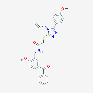 molecular formula C28H26N4O4S B299992 2-{[4-allyl-5-(4-methoxyphenyl)-4H-1,2,4-triazol-3-yl]sulfanyl}-N-(5-benzoyl-2-hydroxybenzyl)acetamide 