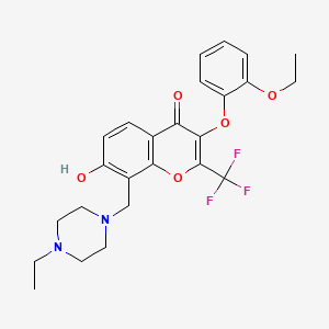 3-(2-Ethoxyphenoxy)-8-[(4-ethylpiperazin-1-yl)methyl]-7-hydroxy-2-(trifluoromethyl)chromen-4-one