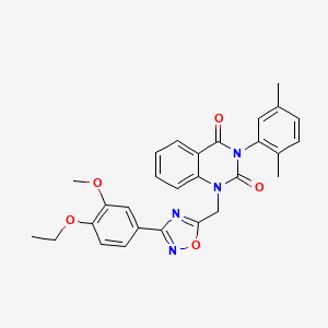 molecular formula C28H26N4O5 B2999941 3-(2,5-dimethylphenyl)-1-((3-(4-ethoxy-3-methoxyphenyl)-1,2,4-oxadiazol-5-yl)methyl)quinazoline-2,4(1H,3H)-dione CAS No. 1207031-95-5