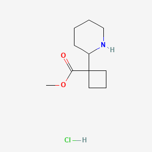 molecular formula C11H20ClNO2 B2999947 1-哌啶-2-基环丁烷-1-甲酸甲酯；盐酸盐 CAS No. 2460749-49-7