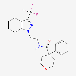 molecular formula C22H26F3N3O2 B2999949 4-Phenyl-N-[2-[3-(trifluoromethyl)-4,5,6,7-tetrahydroindazol-1-yl]ethyl]oxane-4-carboxamide CAS No. 1797816-22-8