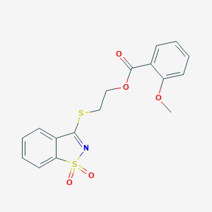 molecular formula C17H15NO5S2 B299995 2-[(1,1-Dioxido-1,2-benzisothiazol-3-yl)sulfanyl]ethyl 2-methoxybenzoate 