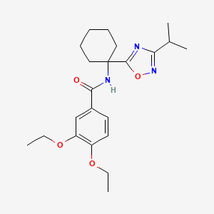 molecular formula C22H31N3O4 B2999952 3,4-diethoxy-N~1~-[1-(3-isopropyl-1,2,4-oxadiazol-5-yl)cyclohexyl]benzamide CAS No. 1340772-20-4