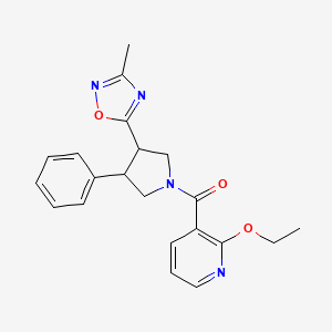molecular formula C21H22N4O3 B2999957 (2-Ethoxypyridin-3-yl)(3-(3-methyl-1,2,4-oxadiazol-5-yl)-4-phenylpyrrolidin-1-yl)methanone CAS No. 1903716-66-4