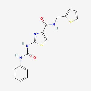 2-(3-phenylureido)-N-(thiophen-2-ylmethyl)thiazole-4-carboxamide