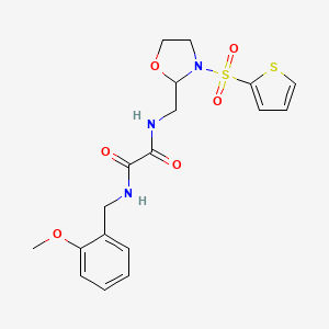 molecular formula C18H21N3O6S2 B2999962 N1-(2-methoxybenzyl)-N2-((3-(thiophen-2-ylsulfonyl)oxazolidin-2-yl)methyl)oxalamide CAS No. 874804-88-3