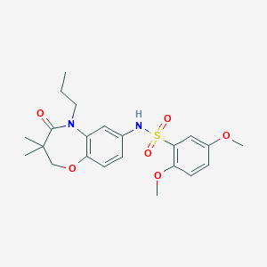 molecular formula C22H28N2O6S B2999963 N-(3,3-dimethyl-4-oxo-5-propyl-2,3,4,5-tetrahydrobenzo[b][1,4]oxazepin-7-yl)-2,5-dimethoxybenzenesulfonamide CAS No. 922104-76-5