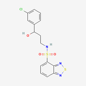 molecular formula C15H14ClN3O3S2 B2999972 N-(3-(3-chlorophenyl)-3-hydroxypropyl)benzo[c][1,2,5]thiadiazole-4-sulfonamide CAS No. 2034257-65-1