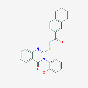 molecular formula C27H24N2O3S B299998 3-(2-methoxyphenyl)-2-{[2-oxo-2-(5,6,7,8-tetrahydro-2-naphthalenyl)ethyl]sulfanyl}-4(3H)-quinazolinone 