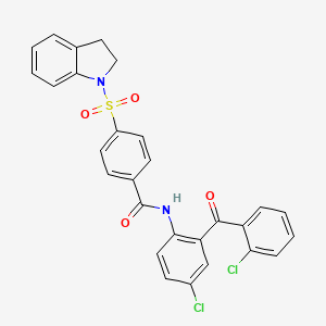N-(4-chloro-2-(2-chlorobenzoyl)phenyl)-4-(indolin-1-ylsulfonyl)benzamide