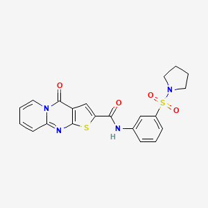 molecular formula C21H18N4O4S2 B2999983 4-oxo-N-(3-(pyrrolidin-1-ylsulfonyl)phenyl)-4H-pyrido[1,2-a]thieno[2,3-d]pyrimidine-2-carboxamide CAS No. 519149-10-1